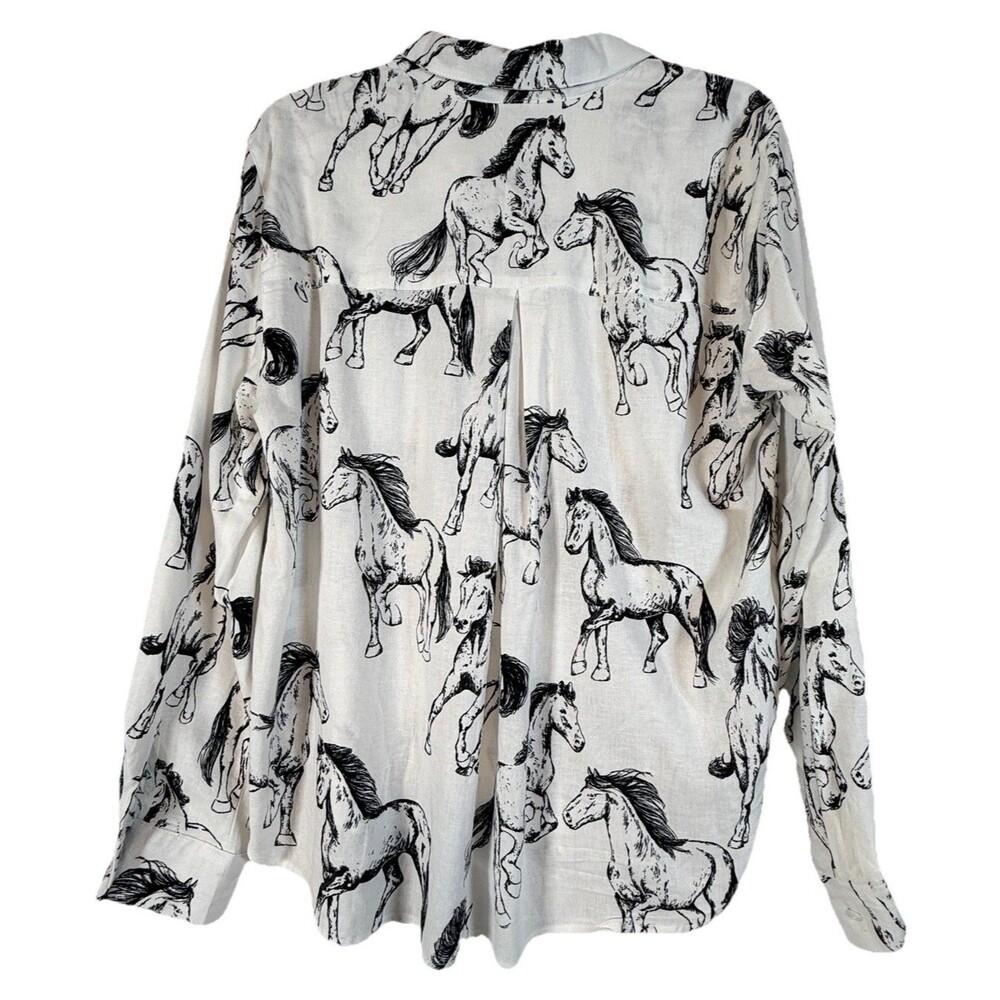 Anthro Jane & Delancey Horse Top Cowgirl Equestrian Western Oversized Size M - Picture 2 of 7